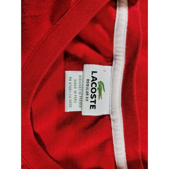 Lacoste Red Short Sleeve T-shirt - sz 7 - Picture 7 of 8